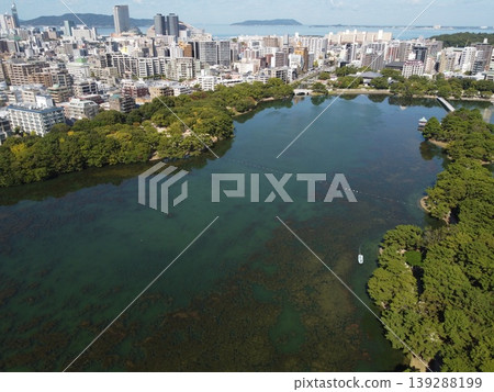 這是從福岡縣福岡市大梶公園用無人機拍攝的福岡市空拍畫面。 這是從福岡縣福岡市大梶公園用無人機拍攝的福岡市空拍畫面。 139288199