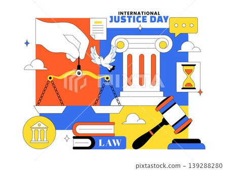 International Justice Day Vector Illustration Featuring Legal System Balance Scale Court Gavel Peace Equality and Global Justice Design International Justice Day Vector Illustration Featuring Legal System Balance Scale Court Gavel Peace Equality and Global Justice Design 139288280