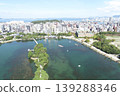 Aerial footage of Fukuoka City taken from Ohori Park in Fukuoka using a drone. 139288346