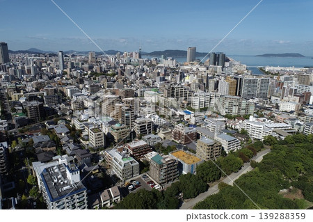 Aerial footage of Fukuoka City taken from Ohori Park in Fukuoka using a drone. Aerial footage of Fukuoka City taken from Ohori Park in Fukuoka using a drone. 139288359