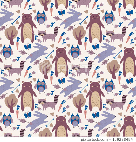 cute woodland animal pattern cute woodland animal pattern 139288494
