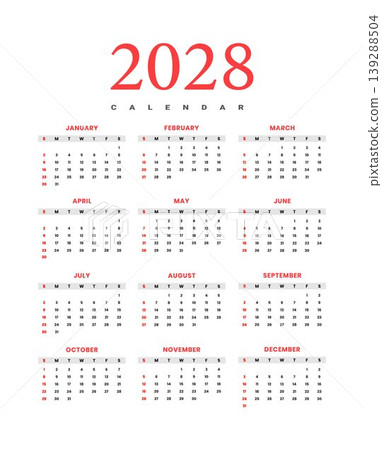 2028 Yearly Calendar Template 2028 Yearly Calendar Template 139288504