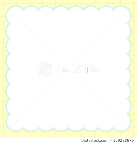 Grid background frame, yellow grid, scalloped edge, decorative frame, simple, square. Grid background frame, yellow grid, scalloped edge, decorative frame, simple, square. 139288670