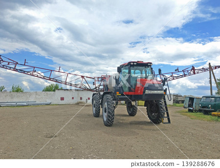 parking of agricultural machinery after working in the field parking of agricultural machinery after working in the field 139288676