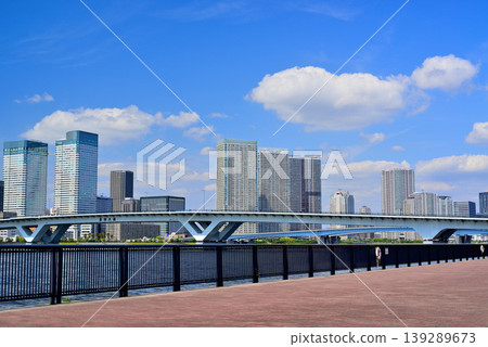 View of the Harumi area from Toyosu Gururi Park: a cluster of high-rise apartment buildings. View of the Harumi area from Toyosu Gururi Park: a cluster of high-rise apartment buildings. 139289673