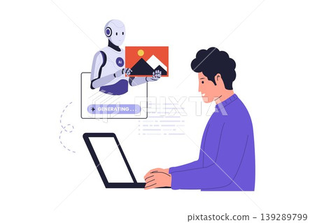 Illustration of AI Image Generator Creating Digital Art and Photo Illustration of AI Image Generator Creating Digital Art and Photo 139289799