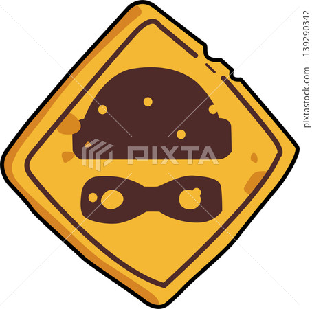 Warning Sign with Bandit Icon flat Illustration Warning Sign with Bandit Icon flat Illustration 139290342