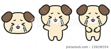 一組哭泣的狗的插圖 139290354