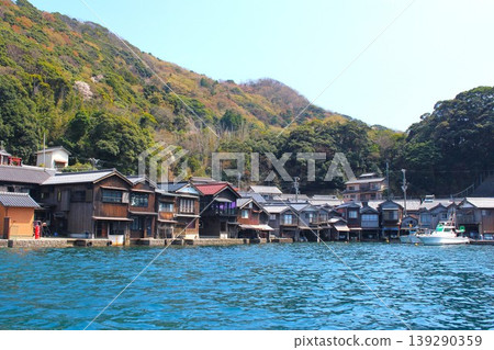 Kyoto on a clear day by the sea: Boathouses in Ine 139290359