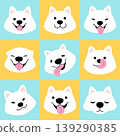 Samoyed dog happy face cartoon illustration pattern design background 139290385