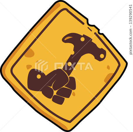 Hand Holding Hammer Construction Sign illustration Hand Holding Hammer Construction Sign illustration 139290541