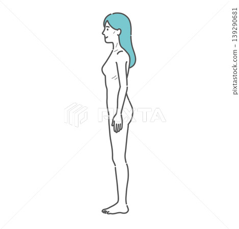 Full-body illustration of a slender adult woman (side view) Full-body illustration of a slender adult woman (side view) 139290681