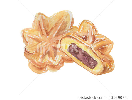 紅葉饅頭水彩插圖2 紅葉饅頭水彩插圖2 139290753