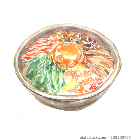A watercolor illustration of bibimbap A watercolor illustration of bibimbap 139290765