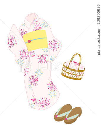 Summer Japanese clothing: Yukata illustration set Summer Japanese clothing: Yukata illustration set 139290956