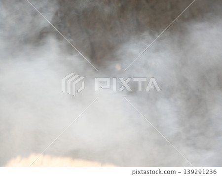 Blurry white mist or smoke or steam on black background, Pollution and burning 139291236
