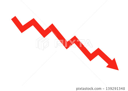 Illustration material of a red downward arrow Illustration material of a red downward arrow 139291348