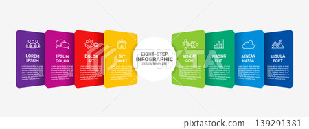 Modern business infographic template with colorful cards around a central circle, icons for presentations. Vector illustration. Modern business infographic template with colorful cards around a central circle, icons for presentations. Vector illustration. 139291381