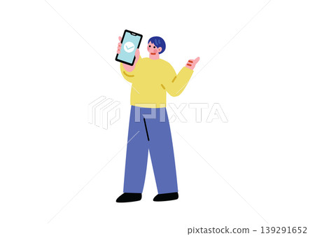 一個人操作智能手機的插圖 一個人操作智能手機的插圖 139291652