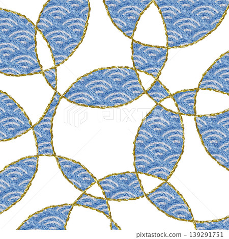 【日式青海波背景裝潢】手工刺繡插畫素材 【日式青海波背景裝潢】手工刺繡插畫素材 139291751