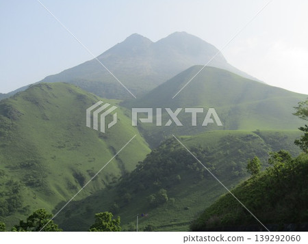 Mount Yufu, also known as Bungo Fuji, as seen from the "Sagiridai" observation deck in Yufuin-cho, Yufu City, Oita Prefecture, which offers a panoramic view of the Yufuin Basin. Mount Yufu, also known as Bungo Fuji, as seen from the "Sagiridai" observation deck in Yufuin-cho, Yufu City, Oita Prefecture, which offers a panoramic view of the Yufuin Basin. 139292060