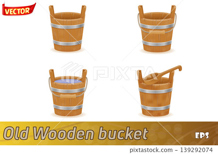 wooden bucket with wood texture old retro vintage vector illustration wooden bucket with wood texture old retro vintage vector illustration 139292074