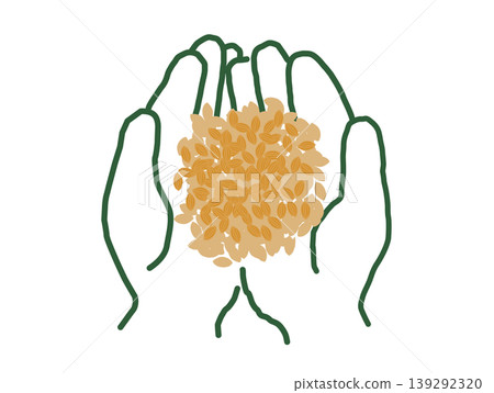 Hand scooping up rice grains (vector illustration) Hand scooping up rice grains (vector illustration) 139292320