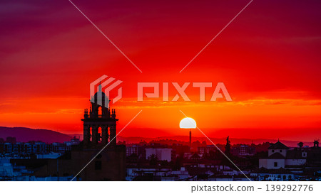 Sunrise over the city of Cordoba, Spain, with views of the historic centre. Sunrise over the city of Cordoba, Spain, with views of the historic centre. 139292776