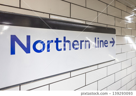 Northern line sign on a tiled wall in the London Underground Northern line sign on a tiled wall in the London Underground 139293093