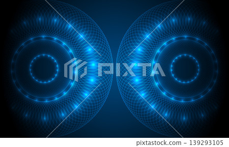 Glowing blue dual radial rings on blue abstract background. Vibrant twin circles form luminous technology interface with neon pulses. Layered circuit motifs and dynamic symmetry Glowing blue dual radial rings on blue abstract background. Vibrant twin circles form luminous technology interface with neon pulses. Layered circuit motifs and dynamic symmetry 139293105