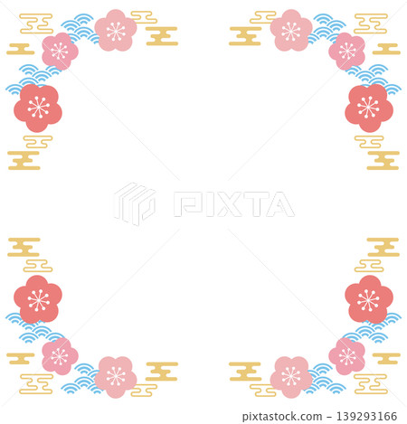 Retro-pop plum blossom frame (square) 139293166
