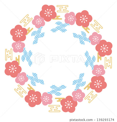 Retro pop plum blossom circular frame Retro pop plum blossom circular frame 139293174