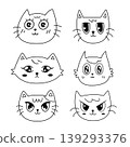Cat face cartoon outline for character design, pet, animal and illustration 139293376