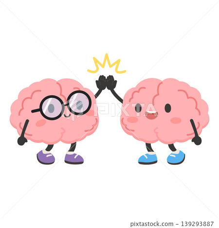 Cute Brain Characters Giving High Five 139293887