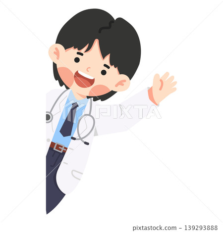 Doctor Waving Hand Greeting Patient With Friendly Smile 139293888
