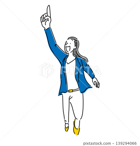 A simple full-body illustration of a cheerful, smiling businesswoman running. A simple full-body illustration of a cheerful, smiling businesswoman running. 139294066