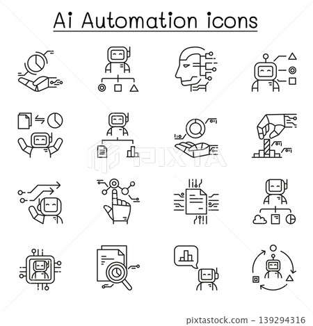 Ai automation icon set minimal line style Ai automation icon set minimal line style 139294316
