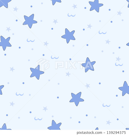 Neutral seamless pattern for children's room with stars, clouds and moon, blue background for children's room Neutral seamless pattern for children's room with stars, clouds and moon, blue background for children's room 139294375