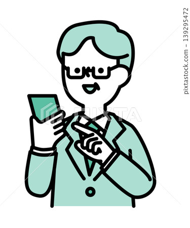 Senior man operating a smartphone with a smile Senior man operating a smartphone with a smile 139295472
