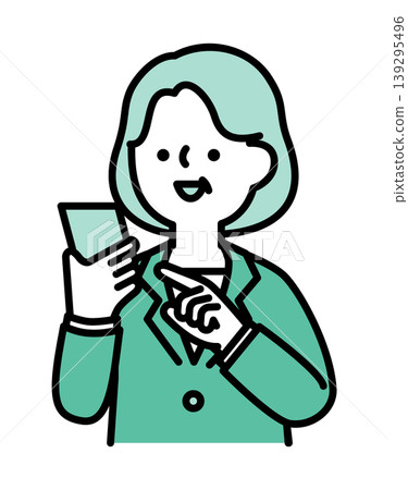 A senior woman operating a smartphone with a smile A senior woman operating a smartphone with a smile 139295496