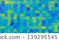 Blue-green colorful puzzle pieces 3D rendering background 139295545