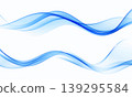 Set of two abstract blue transparent wave on light background 139295584