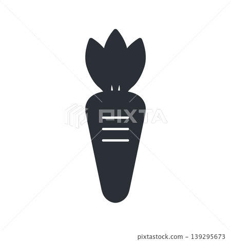 胡蘿蔔黑白圖示。簡潔易用的單色蔬菜插圖。 胡蘿蔔黑白圖示。簡潔易用的單色蔬菜插圖。 139295673