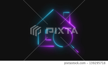Glowing neon house icon with magnifying glass for search. A vibrant glowing neon house icon paired with a magnifying glass symbol, representing real estate search, and digital home browsing. Glowing neon house icon with magnifying glass for search. A vibrant glowing neon house icon paired with a magnifying glass symbol, representing real estate search, and digital home browsing. 139295718