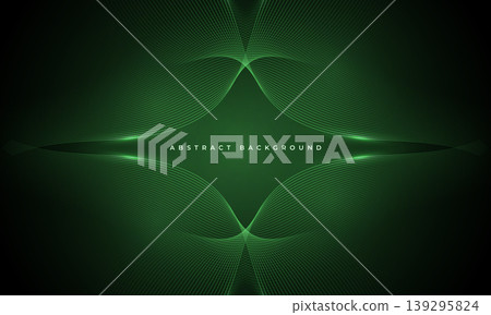 Dark green abstract background. Dynamic glowing wavy lines frame border. Flowing luminous patterns. Bright graceful arcs reflect core structure with energetic pulse and delicate illumination Dark green abstract background. Dynamic glowing wavy lines frame border. Flowing luminous patterns. Bright graceful arcs reflect core structure with energetic pulse and delicate illumination 139295824