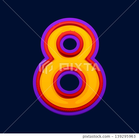 Cartoon patch font motley yellow number 8 eight, patchwork typeface, ABC English clubber botch alphabet type. Textile typeset number, patch type. Fabric applique font with red and purple border Cartoon patch font motley yellow number 8 eight, patchwork typeface, ABC English clubber botch alphabet type. Textile typeset number, patch type. Fabric applique font with red and purple border 139295963