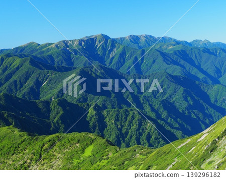 View of the southern part of the Southern Alps from Mt. Senjōgatake in the Southern Alps View of the southern part of the Southern Alps from Mt. Senjōgatake in the Southern Alps 139296182