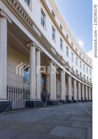 Classical curved building facade with columns Classical curved building facade with columns 139296376