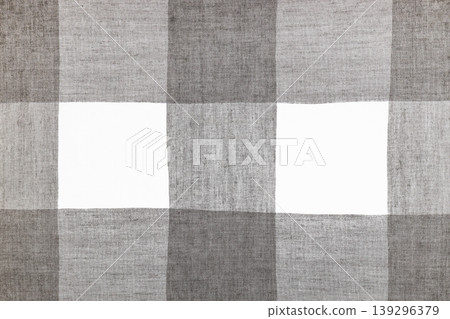 Grey and white plaid woven cotton cloth material Grey and white plaid woven cotton cloth material 139296379