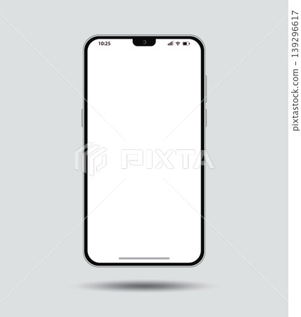 Modern smartphone mockup with blank screen, isolated on light background Modern smartphone mockup with blank screen, isolated on light background 139296617